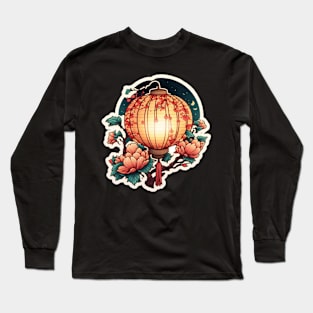 Chinese Lantern With Tassel and Flowers Sticker Long Sleeve T-Shirt